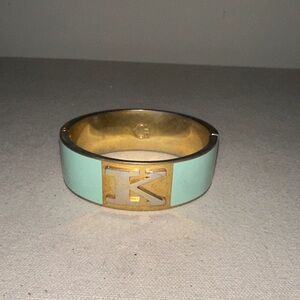 CWonder Gold and Mint Green K Initial Bracelet